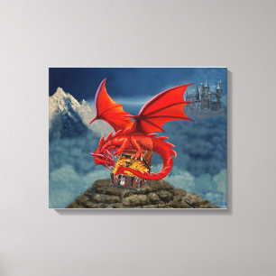 Lienzo Cofre del Tesoro del Dragón Rojo Volador