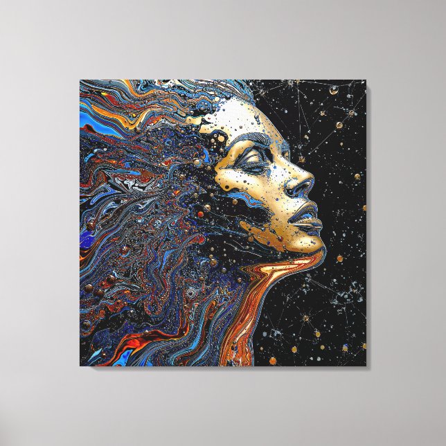 Lienzo "Cognición Celestial" – Un Retrato Surrealista (Anverso)