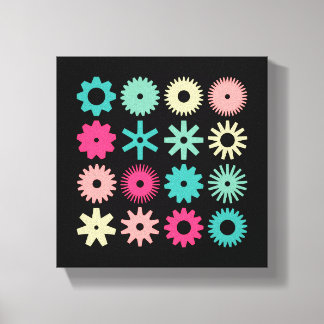 Lienzo Cogs - Colores 01 - sobre negro