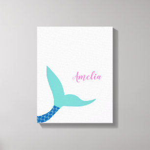Lienzo Cola de sirena mágica rosa azul teal personalizada