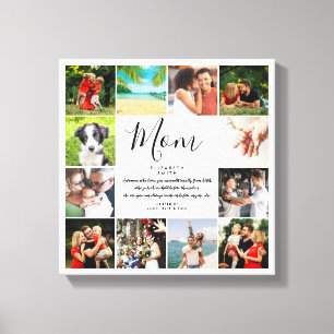 Lienzo Colage de fotos con cita de mamá en letra elegante