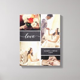 Lienzo Colage de fotos de boda rústica con letra de amor