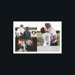 Lienzo Colage de Fotos de Boda Rústico Moderno Monograma<br><div class="desc">Colage de Fotos de Boda Rústica Moderna con Monograma de Hoja en Lienzo</div>