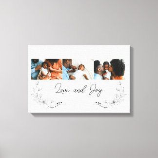 Lienzo Colage de Fotos de Familia con Letrero de Amor y A
