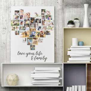 Lienzo Colage de fotos en forma de corazón de 36 fotos Am