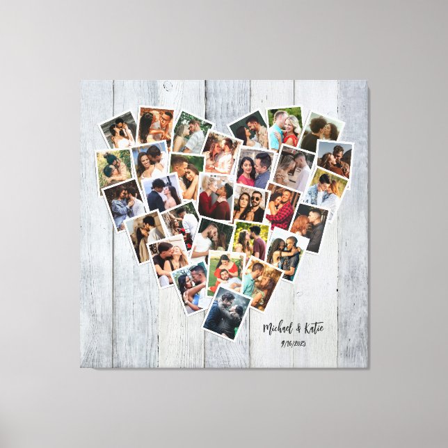 Lienzo Colage de Fotos en Forma de Corazón para Aniversar (Anverso)