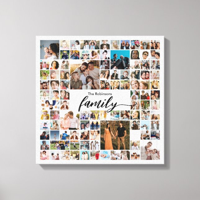 Lienzo Colaje de 100 Fotos Personalizadas de Familia (Anverso)