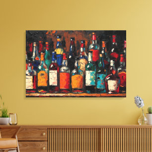 Lienzo "Colección de botellas para estante de bar" (Estil