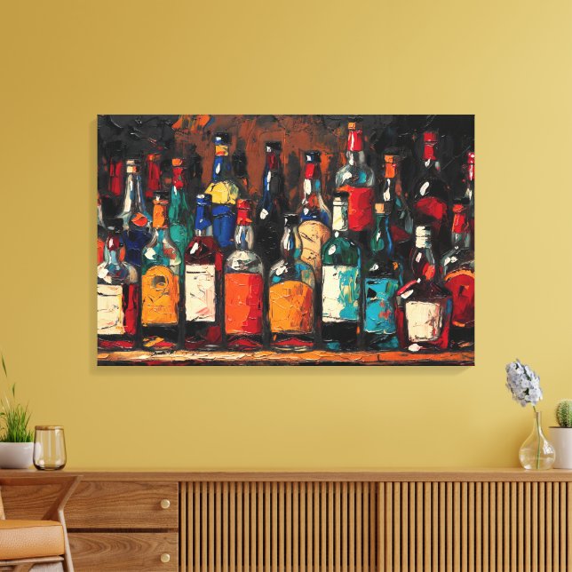 Lienzo "Colección de botellas para estante de bar" (Estil (Insitu (Sala de estar))