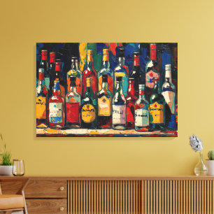 Lienzo "Colección de Botellas para Estante de Bar" (Estil