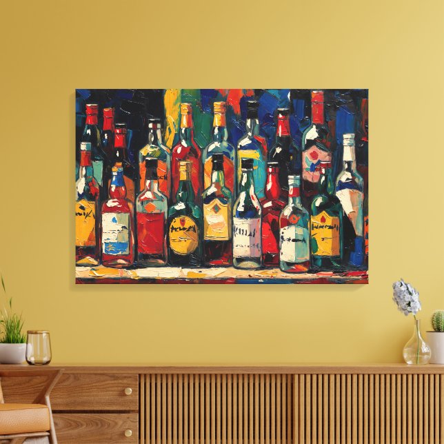 Lienzo "Colección de Botellas para Estante de Bar" (Estil (Insitu (Sala de estar))