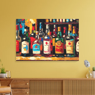 Lienzo "Colección de Botellas para Estante de Bar" (Estil