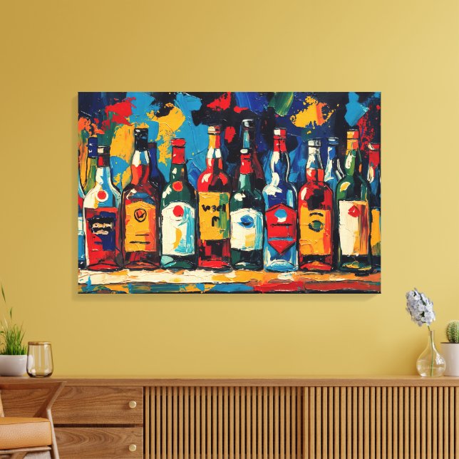 Lienzo "Colección de Botellas para Estante de Bar" (Estil (Insitu (Sala de estar))