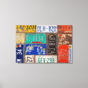 Lienzo colector de placa de matrícula de retro oxidado