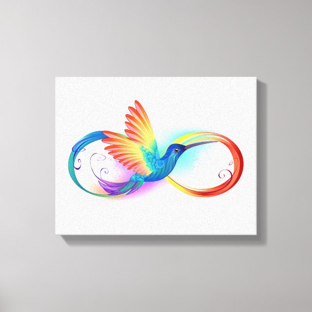 Lienzo Colibrí arcoíris con símbolo de infinito (Anverso)