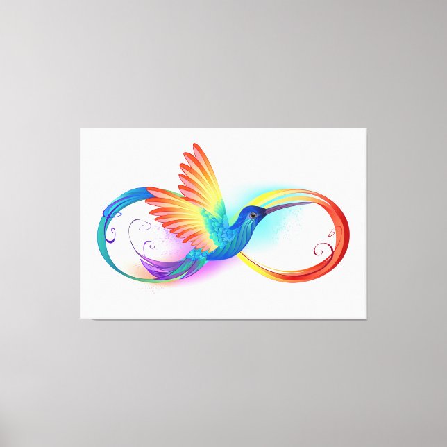 Lienzo Colibrí arcoíris con símbolo de infinito (Anverso)