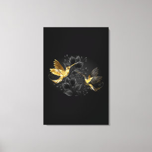 Lienzo Colibrí negro y dorado