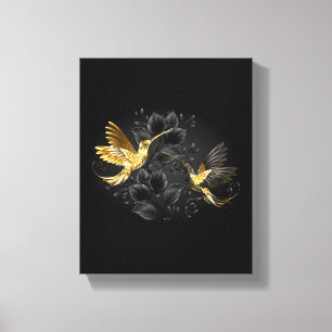 Lienzo Colibrí negro y dorado