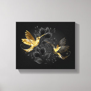 Lienzo Colibrí negro y dorado