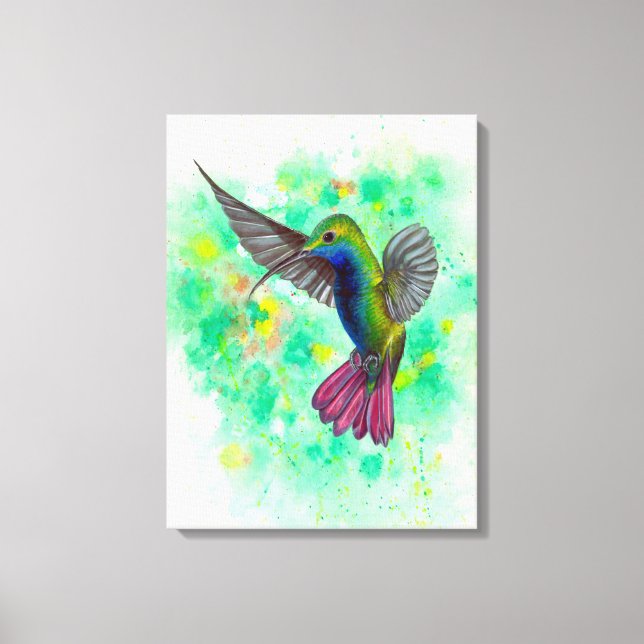 Lienzo Colibrí - pintura acrílica (Anverso)