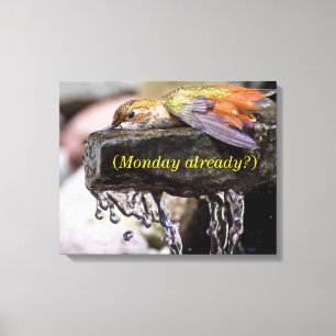 Lienzo Colibrí que pone en agua