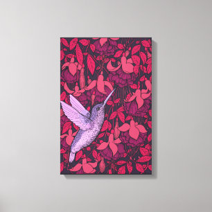 Lienzo Colibrí y fucsia violeta