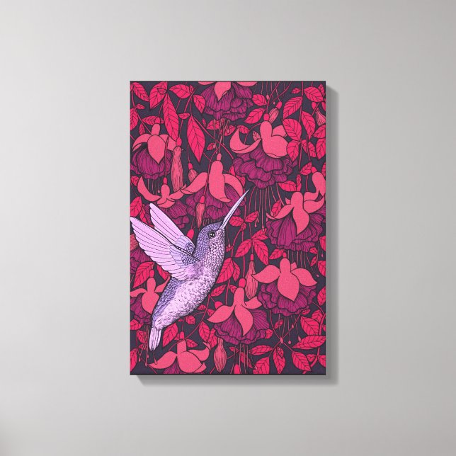 Lienzo Colibrí y fucsia violeta (Anverso)