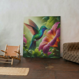 Lienzo Colibrí y hibisco