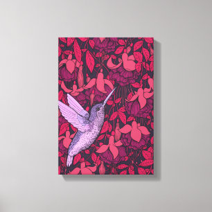Lienzo Colibrí y violeta de fucsia