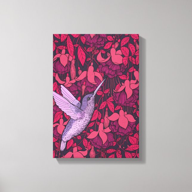 Lienzo Colibrí y violeta de fucsia (Anverso)