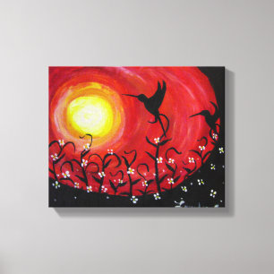 Lienzo Colibríes al Atardecer