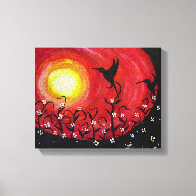 Lienzo Colibríes al Atardecer (Anverso)