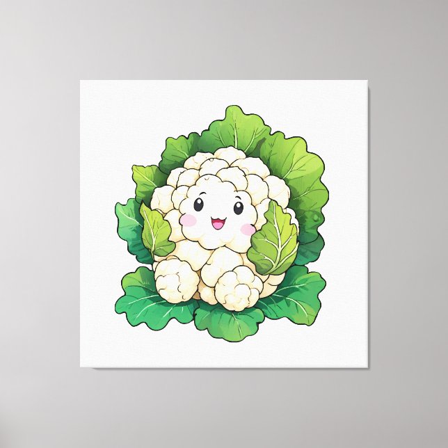 Lienzo Coliflor Kawaii (Anverso)