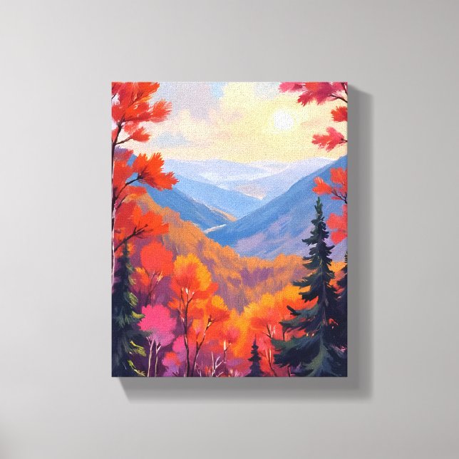 Lienzo Colinas de otoño | Hojas de otoño Follaje Acuarela (Anverso)