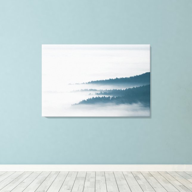 Lienzo Colinas que desaparecen en la niebla (Insitu (piso de madera))