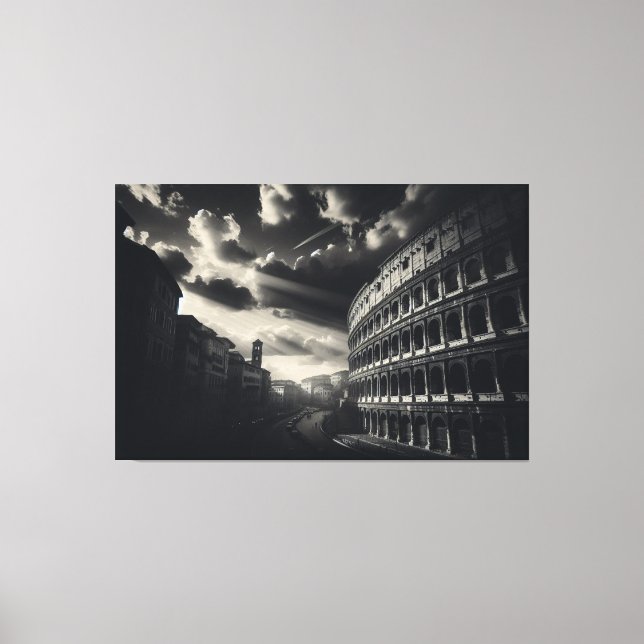 Lienzo Coliseo en blanco negro - Elegancia romana eterna (Anverso)