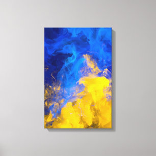 Lienzo Colisión de Tinta: Azul y Oro