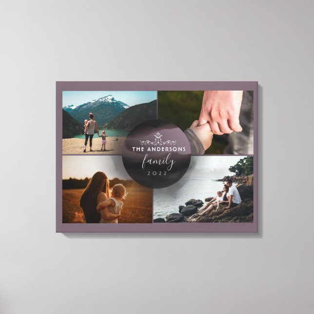 Lienzo Collage de 4 fotos de moda Mauve Ornamental (Anverso)