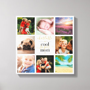 Lienzo Collage de 8 Fotos Personalizadas Super Mamá Genia