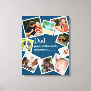 Lienzo Collage de 9 fotos personalizadas para papá en azu