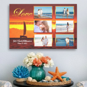 Lienzo Collage de amor de velero al atardecer del Bay Bri