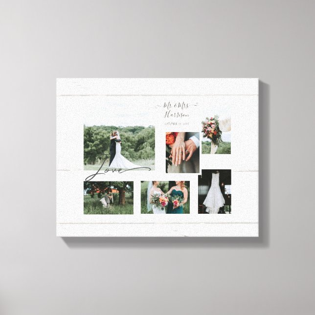 Lienzo Collage de Bodas de escritura de madera rústica 6  (Anverso)