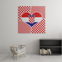 Collage de corazón de la bandera croata con cuadro