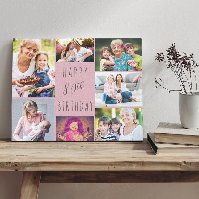Lienzo Collage de fotos 7 Imagen Gris Rosa 80 cumpleaños (Subido por el creador)