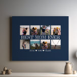 Lienzo Collage de fotos azul de la marina de Personalizab<br><div class="desc">La "mejor imagen de tela de Collage de fotos azul de la Marina de Personalizable de Mamá Nunca" es un regalo realmente especial y personalizado, hecho a medida para celebrar el extraordinario rol que las madres juegan en nuestras vidas. Esta exclusiva huella de lienzo le ofrece la oportunidad de seleccionar...</div>