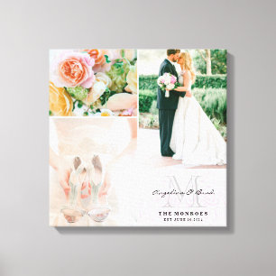 Lienzo Collage de fotos Boda de Damasco Rosado personaliz