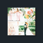 Lienzo Collage de fotos Boda personalizable<br><div class="desc">Hermosa imagen personalizada de pintura mural de tela con 4 fotos personalizadas de bodas dispuestas en un collage cuadrado de fotos de cuadrícula. Añade tus fotos familiares favoritas y crea una hermosa imagen de tela de keepsake. Haga clic en Personalizar para insertar sus fotos o incluso agregar texto. ¡Gran regalo...</div>
