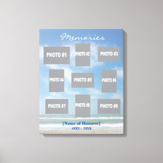 Lienzo Collage de fotos conmemorativas con fondo oceánico