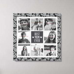 Lienzo Collage de fotos cuadrado, Black&White Paisley 8