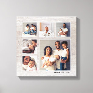 Lienzo Collage de fotos cuadrado resistido gris rústico